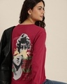 Shop Women's Red Graphic Printed Oversized T-shirt-Front