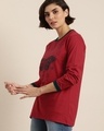Shop Women's Red Graphic Printed Oversized T-shirt-Front
