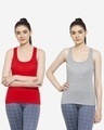 Shop Pack of 2 Women's Red & Grey Tank Tops-Front