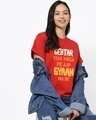 Shop Women's Red Gyaan Typography Boyfriend T-shirt-Front