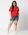 Shop Women's Red Happiness Typography Plus Size Boyfriend T-shirt-Design