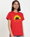 Shop Women's Red Hello Sunshine Graphic Printed Boyfriend T-shirt-Front