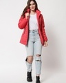 Shop Women's Red Hooded Puffer Jacket-Full