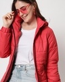 Shop Women's Red Hooded Puffer Jacket