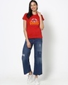 Shop Women's Red I Was Born Genius Typography Slim Fit T-shirt-Design