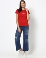 Shop Women's Red It's The Real Thing Back Printed Slim Fit T-shirt-Full
