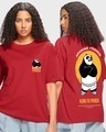 Shop Women's Red Kung Fu Panda Graphic Printed Oversized T-shirt-Front