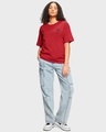 Shop Women's Red Lazy Garfield Graphic Printed Oversized T-shirt