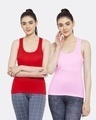 Shop Pack of 2 Women's Red & Pink Tank Tops-Front