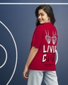 Shop Women's Red Living Cool Graphic Printed Oversized T-shirt-Front