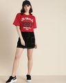 Shop Women's Red Los Angeles Typography Oversized T-shirt-Full