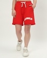 Shop Women's Red Los Angeles Typography Relaxed Fit Shorts-Front
