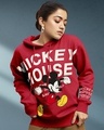 Shop Women's Red Mickey Mouse Graphic Printed Oversized Hoodies-Front