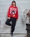 Shop Women's Red Mickey Mouse Graphic Printed Oversized Plus Size Hoodies