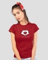 Shop Women's Red Minnie Love Yourself (DL) Graphic Printed Slim Fit T-shirt-Front