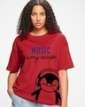 Shop Women's Red Music escape Graphic Printed Oversized T-shirt-Front