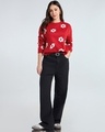 Shop Women's Red All Over Printed Oversized Sweater