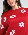 Shop Women's Red All Over Printed Oversized Sweater