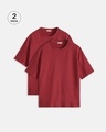 Shop Pack of 2 Women's Red Oversized T-shirt-Front