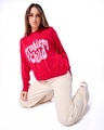 Shop Women's Red & Pink Problem Child Typography Super Loose Fit Sweater