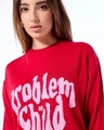 Shop Women's Red & Pink Problem Child Typography Super Loose Fit Sweater