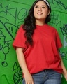 Shop Women's Red Plus Size Boyfriend T-shirt-Front