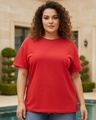 Shop Women's Red Plus Size Boyfriend T-shirt-Front