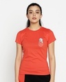 Shop Women's Red Pocket Cat (DL) Graphic Printed Slim Fit T-shirt-Front
