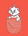 Shop Women's Red Pocket Cat (DL) Graphic Printed Slim Fit T-shirt-Full