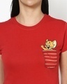 Shop Women's Red Pocket Jerry Graphic Printed Slim Fit T-shirt