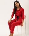 Shop Women's Red Polyester Nightsuit