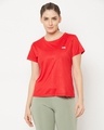 Shop Women's Red Printed Activewear T-shirt-Front