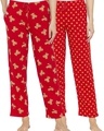 Shop Pack of 2 Women's Red Printed Pyjamas-Front
