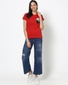Shop Women's Red Printed Slim Fit T-shirt-Design