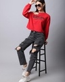 Shop Women's Red Rebel Typographic Sweatshirt