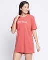 Shop Women's Red Typography Short Night Dress-Front