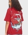 Shop Women's Red Samurai Cat Graphic Printed Oversized T-shirt-Front