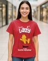 Shop Women's Red Selective Participation Graphic Printed Boyfriend T-shirt-Front