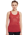 Shop Women's Red Self Design Slim Fit Tank Top-Front