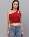Shop Women's Red Slim Fit Short Top-Front