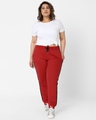 Shop Women Red Pure Cotton Joggers