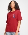 Shop Women's Red Stay Hydrated Graphic Printed Oversized T-shirt-Design
