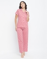 Shop Women's Red Striped AOP Nightsuit-Front