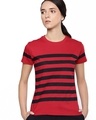 Shop Women's Red Striped T-shirt-Front