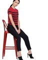 Shop Women's Red Striped T-shirt-Full