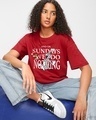 Shop Women's Red Sunday We Do Nothing Graphic Printed Oversized T-shirt-Front