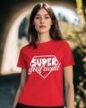 Shop Women's Red Super Girlfriend Typography T-shirt-Front