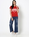 Shop Women's Red Super Girlfriend Typography T-shirt-Full