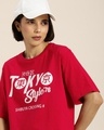 Shop Women's Red Tokyo Typography Oversized T-shirt-Front