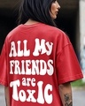 Shop Women's Red Toxic Graphic Printed Oversized T-shirt